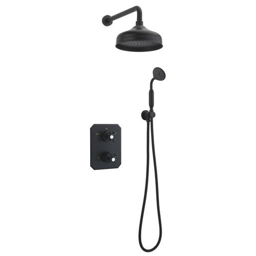 Larger image of Tre Mercati Allora Thermostatic Shower Kit With Diverter (Matt Black).