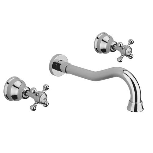 Larger image of Tre Mercati Allora 3 Hole Wall Mounted Basin Tap & Waste (Chrome).