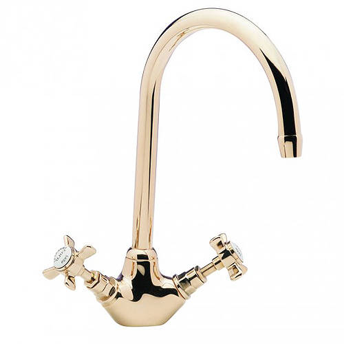 Larger image of Tre Mercati Florence Dual Flow Mono Sink Mixer Kitchen Tap (Antique Gold).