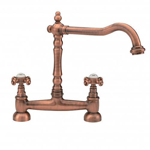 Larger image of Tre Mercati Kitchen French Classic Bridge Mixer Kitchen Tap (Old Copper).