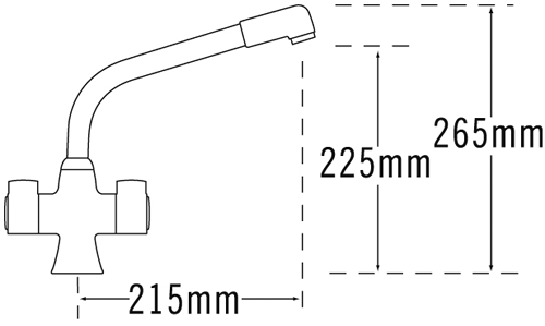 Technical image of Tre Mercati Kitchen Gloucester Dual Flow Kitchen Tap (Chrome).