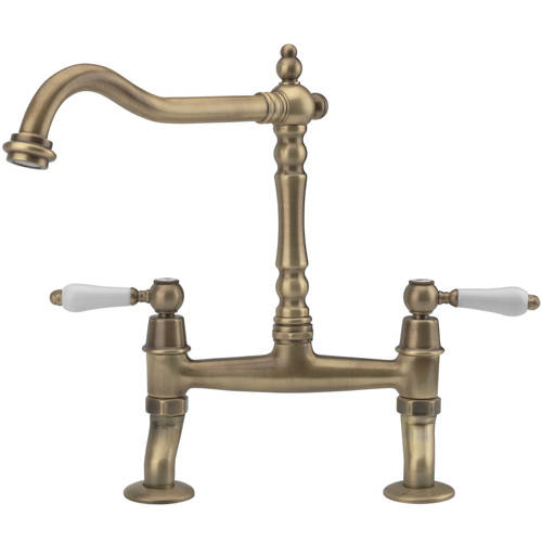 Larger image of Tre Mercati Kitchen Little Venice Bridge Kitchen Tap (Antique Brass).