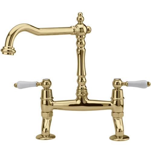 Larger image of Tre Mercati Kitchen Little Venice Bridge Kitchen Tap (Antique Gold).