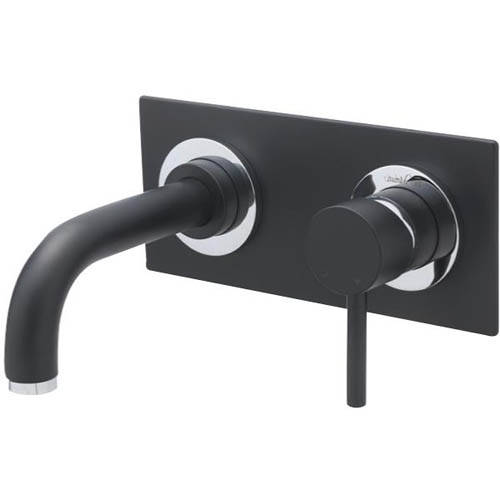 Larger image of Tre Mercati Milan Wall Mounted Basin Mixer Tap (205mm Spout, Matt Black).