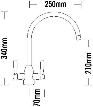 Technical image of Tre Mercati Kitchen Enzo Kitchen Tap (Chrome).