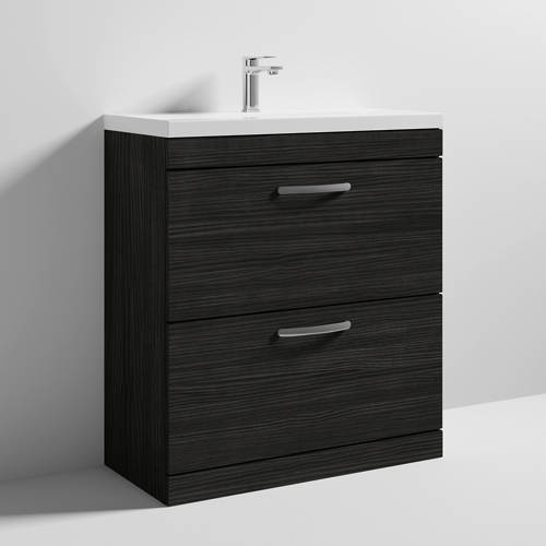 Larger image of Nuie Furniture Vanity Unit With 2 x Drawers & Basin 800mm (Hacienda Black).