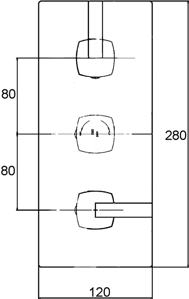 Technical image of Ultra Muse Muse Triple Thermostatic Shower Valve, Thin Head & Body Jets.