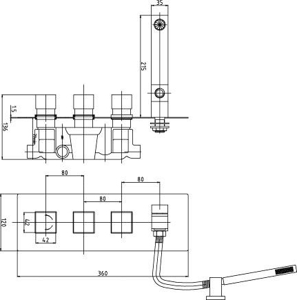 Technical image of Ultra Prospa Basin Mixer & Bath Filler Tap Set (Chrome).