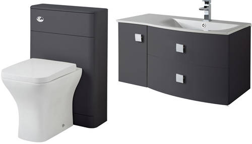 Larger image of HR Sarenna Bathroom Furniture Pack 3 (RH, Graphite)