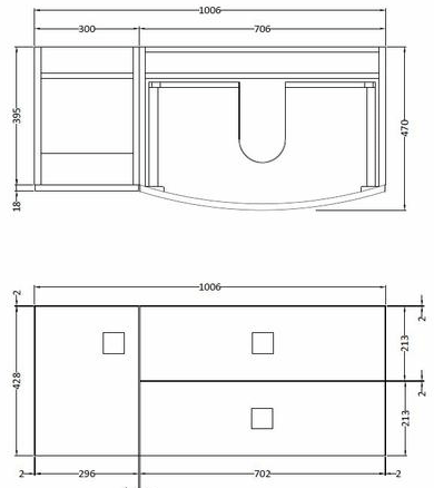 Technical image of HR Sarenna Bathroom Furniture Pack 3 (RH, Graphite)