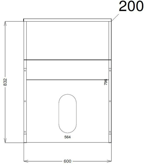 Technical image of HR Urban 600mm Wall Vanity With 600mm WC Unit & Basin 2 (Grey Avola).