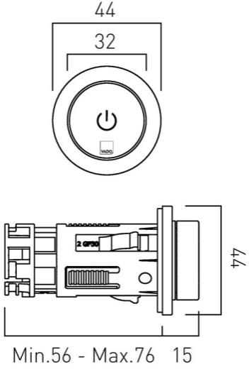 Technical image of Vado Sensori SmartDial Thermostatic Shower With 1 Shower Outlet & Remote.