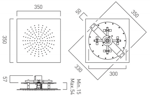 Technical image of Vado Sensori SmartDial Thermostatic, Square Head, Bath Filler & Remote.