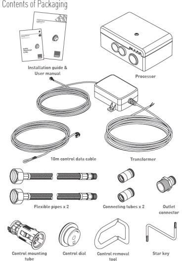 Technical image of Vado Sensori SmartDial Thermostatic Shower With Rigid Riser & Remote.