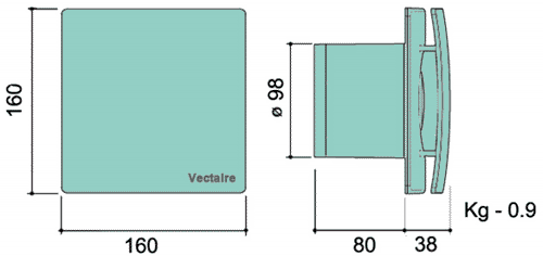 Technical image of Vectaire Elegance Low Energy Extractor Fan With Timer Or Cord (White).