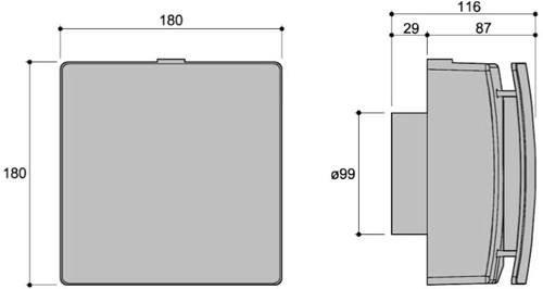 Technical image of Vectaire Elix Extractor Fan With 3 Speeds (Timer Or Cord).